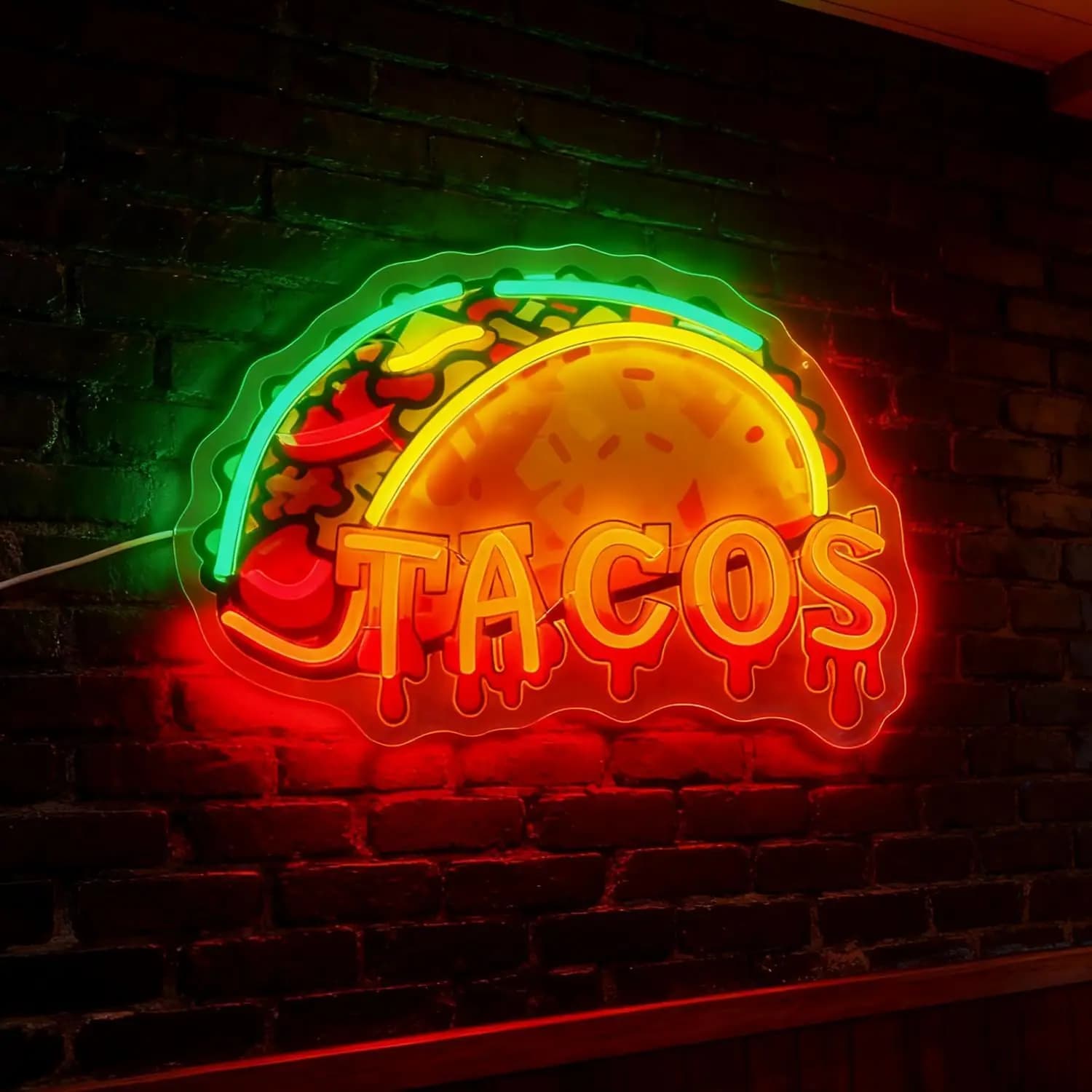 Insegna al Neon Tacos, Luce da Parete Artistica per Attività Commerciali, Luce LED USB per Ristorante Messicano, Bar Taco, Pub, Fast Food, Camion, Negozio, Decorazione, Regalo