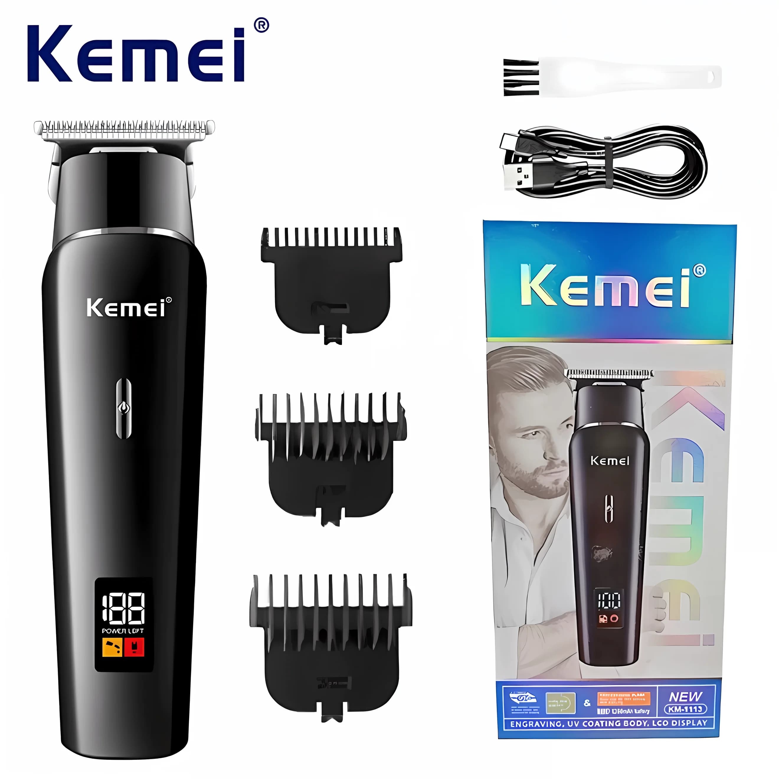 Kemei KM-1113 LED Hair Management Mini Barbiere Trimmer All-in-one Low Noise Trimmer Barber Machine