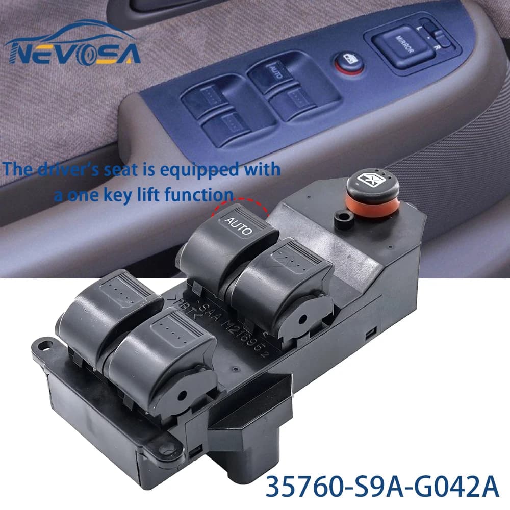 NEVOSA Per Honda CRV 2002 2003-2006 Civic 2001-2005 35760-S9A-G042A Auto LHD Finestra di Potere Interruttore 35760S9AG042A 35750S5AA02ZA
