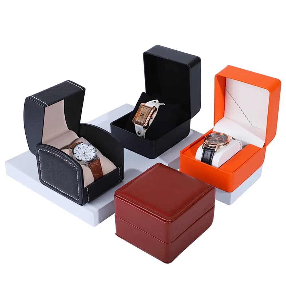 1-piece Pu Leather Cover Flip Watch Box With Pillow Display Box Gift Box Jewelry Box For Organizing Mechanical Watches