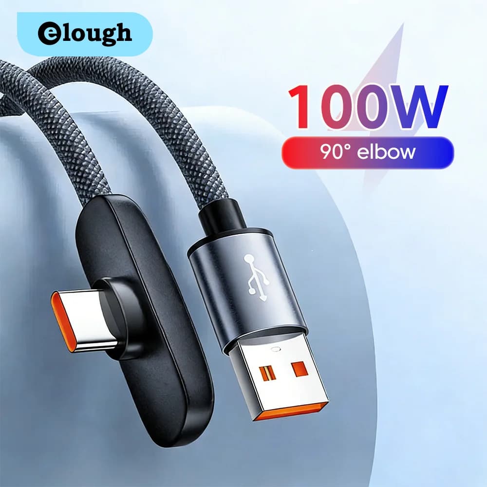 Quick Charging USB Charger from 100W to Type C 90 ° USB-C Data Cable PD a Gomito per Reload Super Fast and Gaming, Compatible with Samsung S23 S22 Huawei POCO Realme