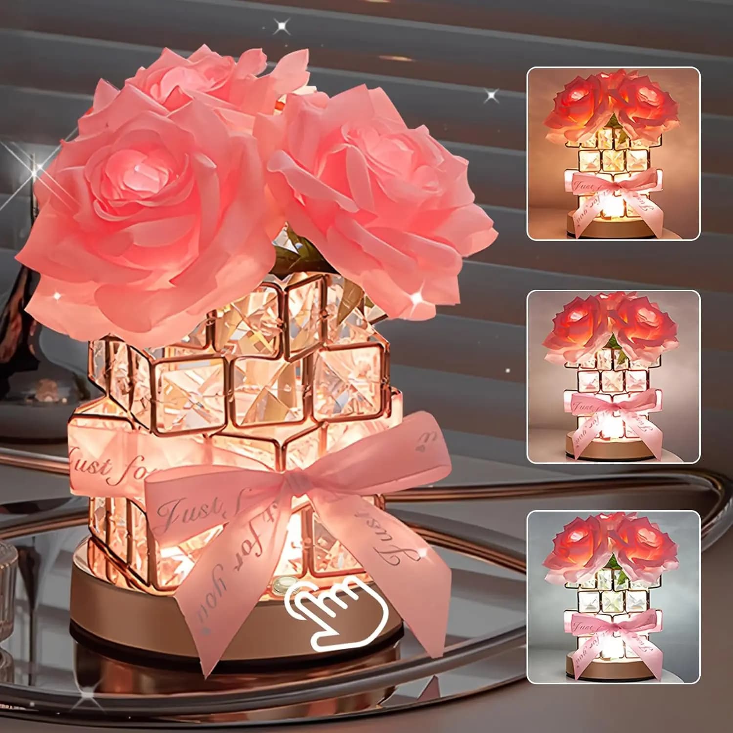 Regalo di San Valentino per la fidanzata Rosa eterna Luce a LED Fiore di cristallo Luce notturna Festa della mamma Bomboniere Regalo da damigella d'onore