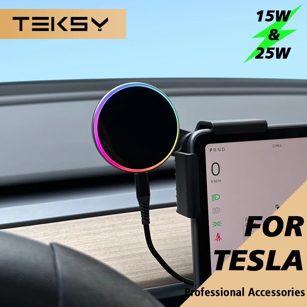 15W Wireless Magnetic Charger Phone Support Compatible with MagSafe for Tesla Model Y 3 HIGHLAND LAUNCH JUNIPER 2026