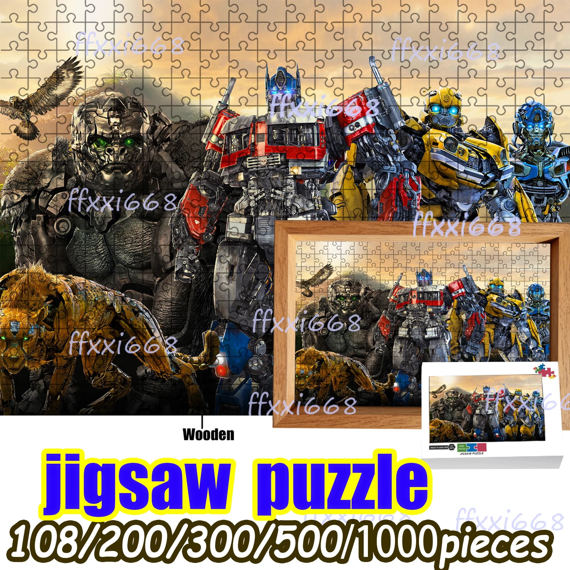 Puzzle Transformers Optimus Prime 108/200/300/500/1000 pezzi Puzzle in legno Regalo di alta qualità Divertente regalo di compleanno