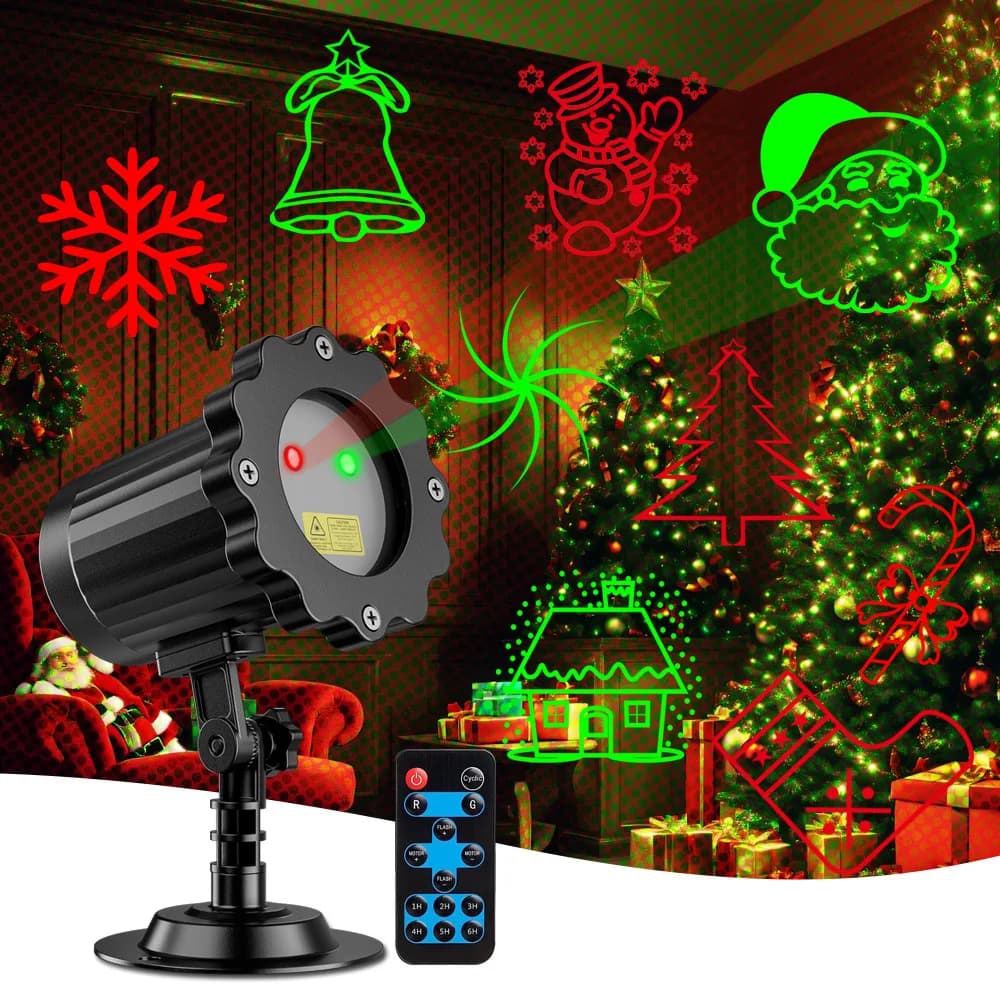 Luci laser natalizie Proiettore di paesaggi per esterni Luce laser Impermeabile Rosso Verde LED Stella laser Fiocco di neve Decorazione del giardino