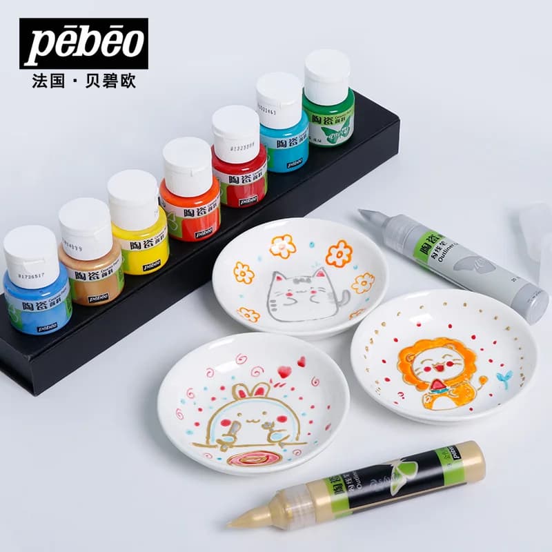Pebeo Vernice ceramica Bottiglie da 20 ml Forniture per arti e mestieri fai-da-te non tossiche, Finitura resistente al calore, Vernice smaltata acrilica impermeabile