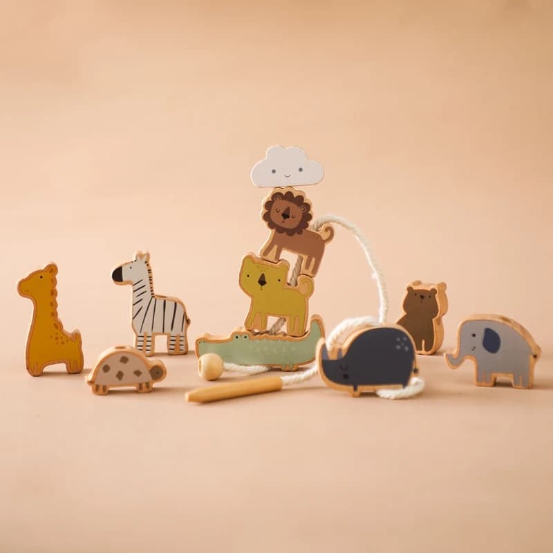 Giocattolo di filettatura animale Montessori dito del bambino Fine sport sala giochi decorazione animale del fumetto Building Block giocattoli regalo per bambini