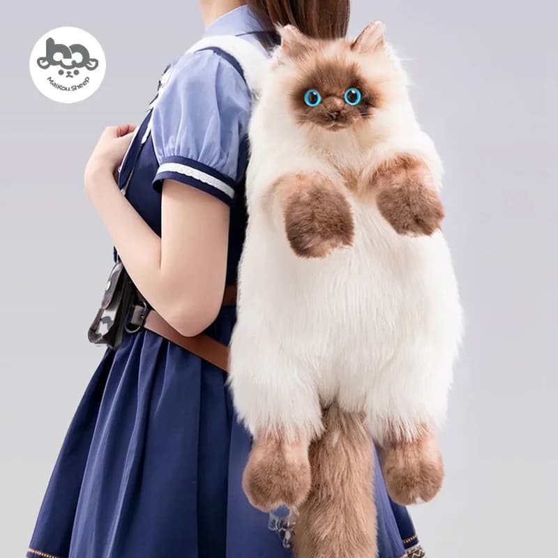 Zaino Simulazione Gatto Siamese Borsa Zaino Zaino per ragazze Bambola Peluche Amico Fidanzata Sorpresa Regalo invernale caldo