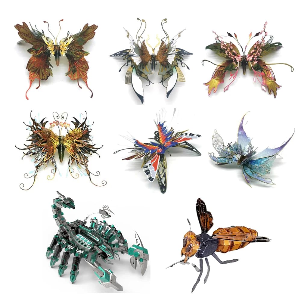 Modellino di insetti colorati, puzzle 3D in metallo, modello di farfalla, modello fai da te tagliato al laser, puzzle per adulti, giocattoli educativi, decorazione da scrivania