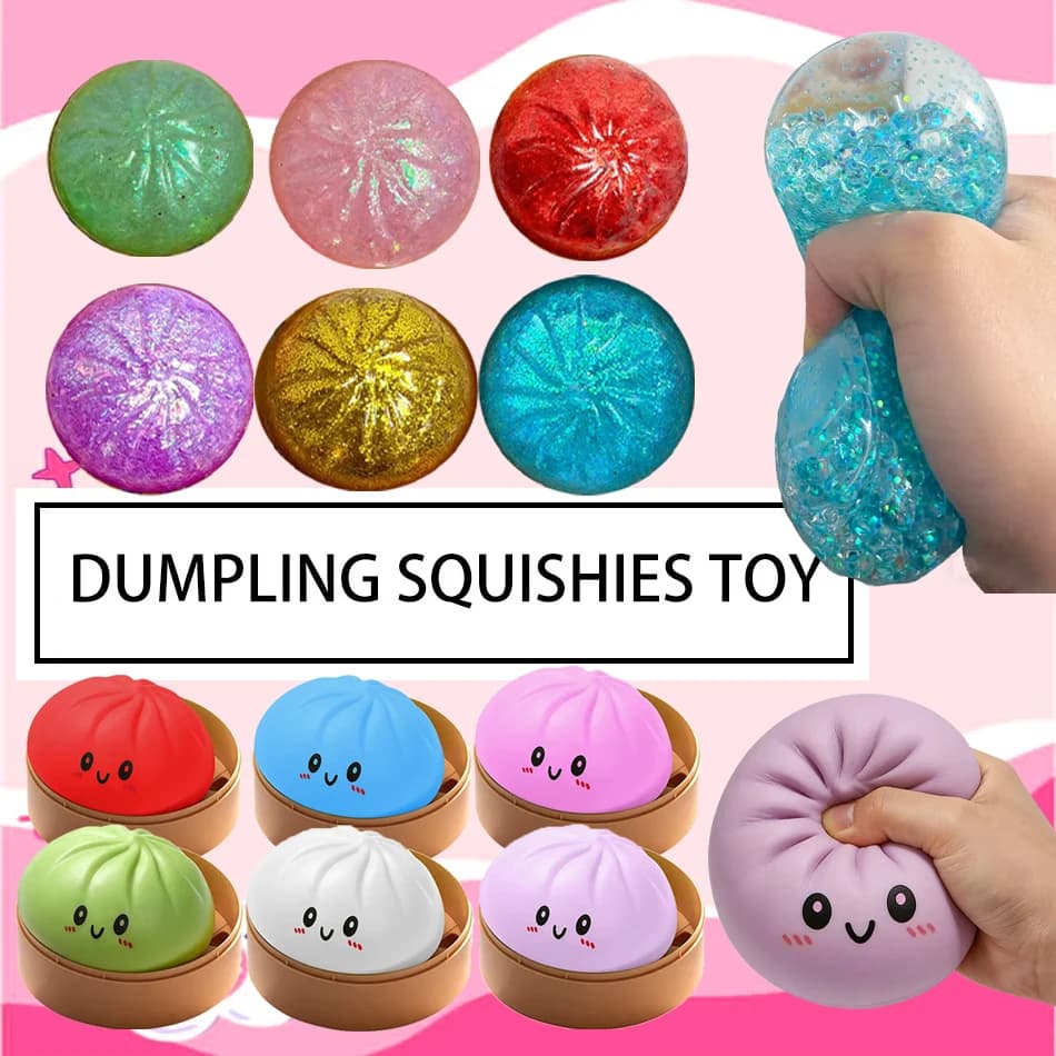 Giocattolo Antistress Kawaii a Forma di Raviolo Colorato con Bolle da Schiacciare, Morbido Giocattolo Decompressione per Adulti