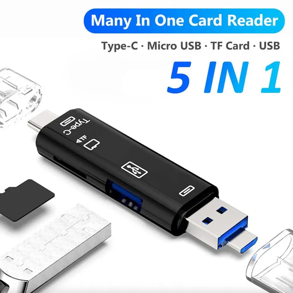 Adattatore per lettore di schede Plug Play Lettore di schede TF USB-C 3.0 Type-C 5 in 1 ad alta velocità per computer tablet telefono