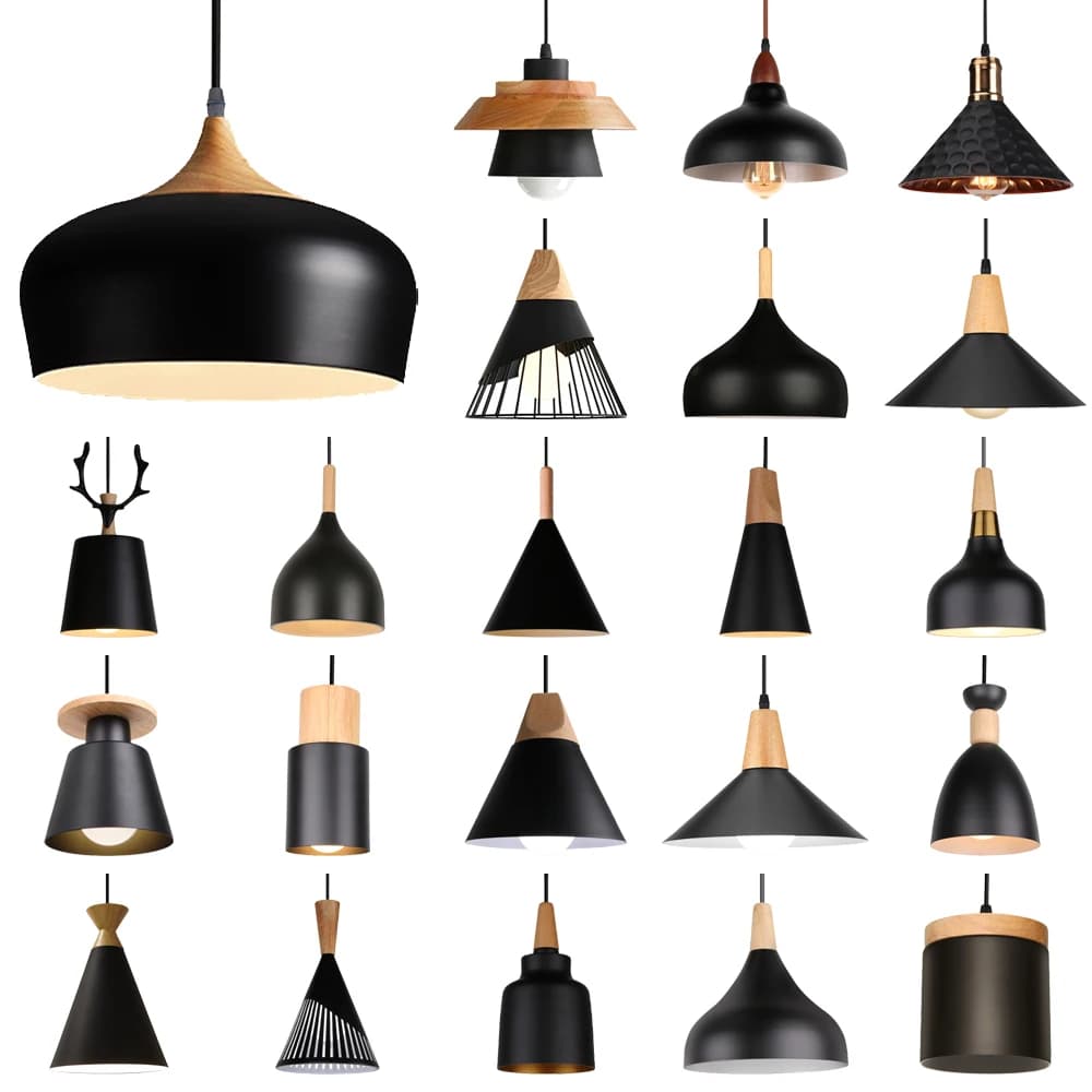 Lampade a sospensione moderne in legno paralume E27 lampade a sospensione lampadario a soffitto industriale soggiorno camera da letto cucina arredamento illuminazione