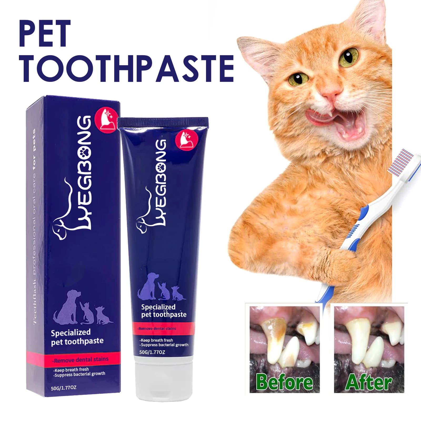 Dentifricio for pets Reduces tartar Remove dental stains Eliminates bad breath Deodorant Teeth whitening of dog and cat Dentifricio for oral hygiene of pets