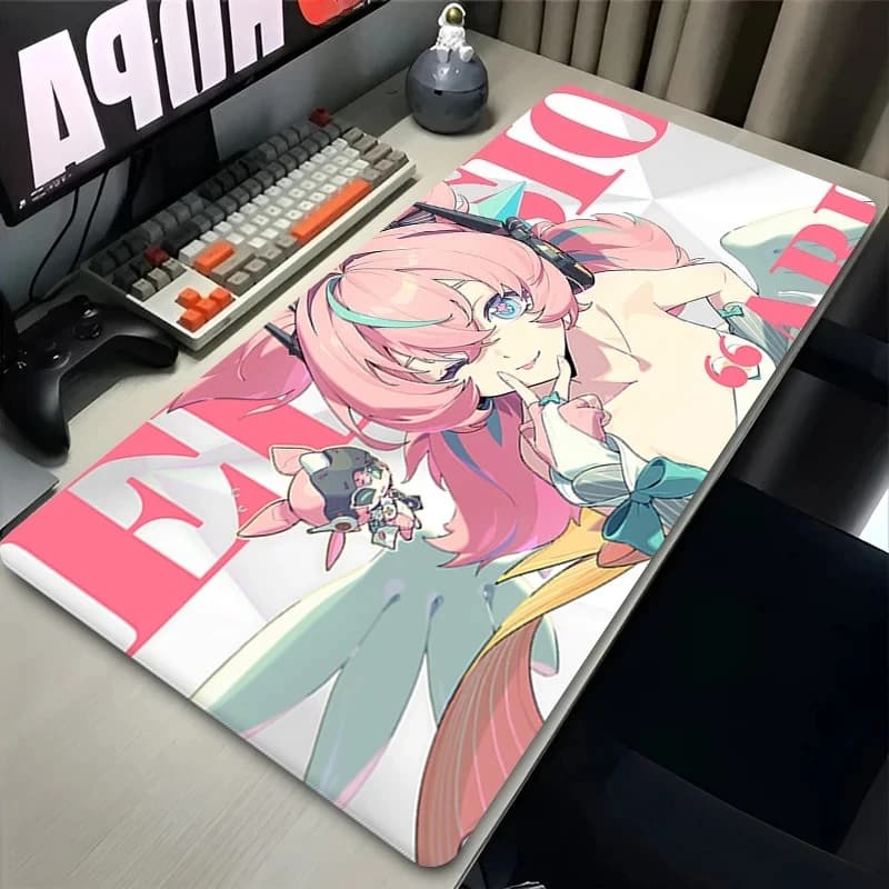 Anime Mouse Pad Gamer Computer Accessories XXL Keyboard Table Mat Pink Twin Tail Cartoon Anime Girl Office Gaming Desk Mat