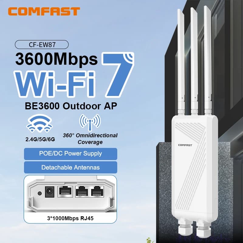 COMFAST BE3600 WIFI7 Router AP esterno 2.4G/5.8G Dual Dand Estensore di segnale a lungo raggio Amplificatore Ripetitore WiFi wireless impermeabile