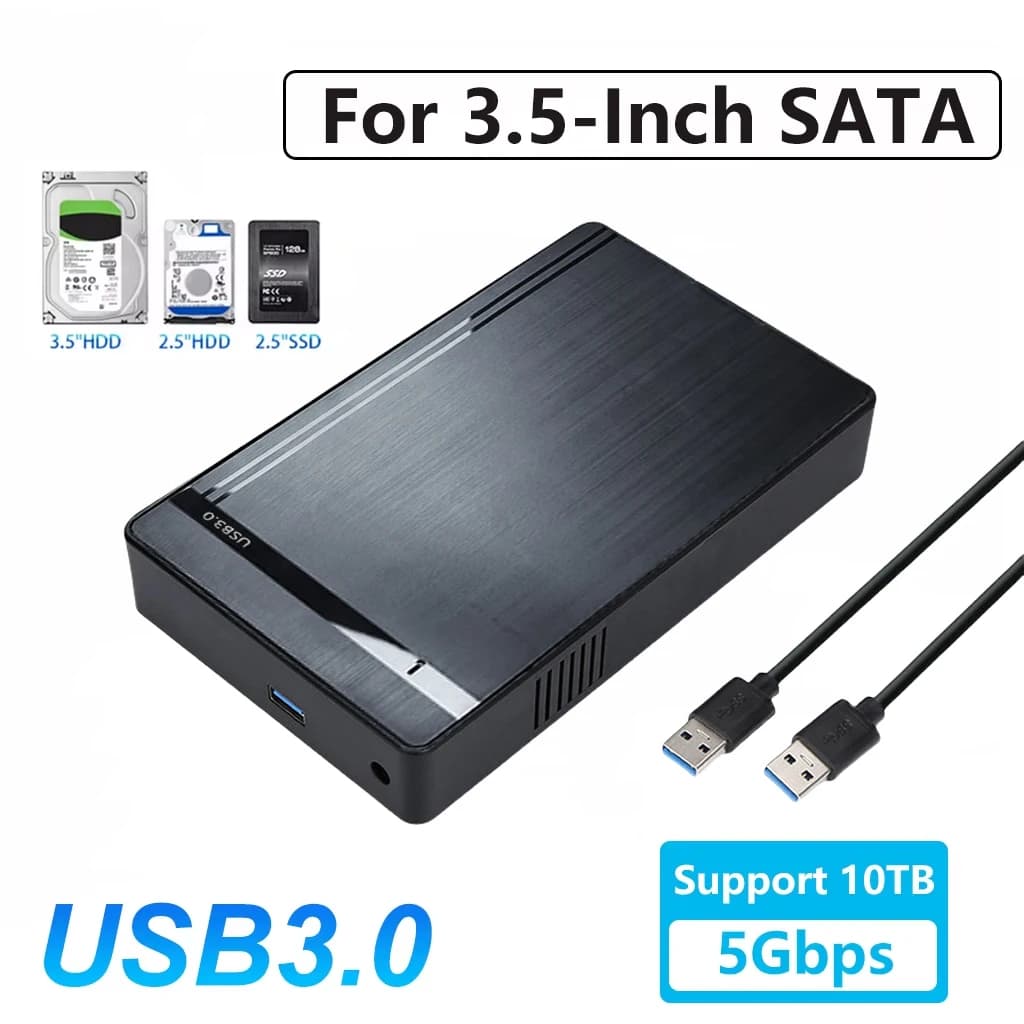 Custodia per disco rigido da 3,5 pollici Custodia per disco rigido esterno da USB 3.0 a SATA Supporto per custodia per disco rigido da 10 TB Adattatore ad alta velocità per PC portatile