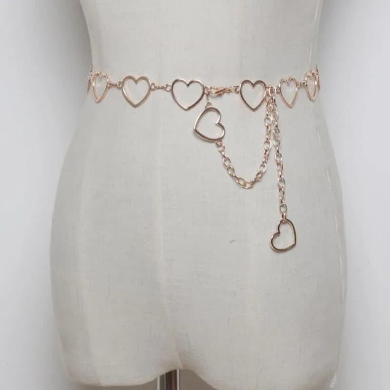 Women's Fashion Pants Classic Waist Chain Love Heart Belt Waist Belt Waist Belt Metal Style Fashionable hip hop
