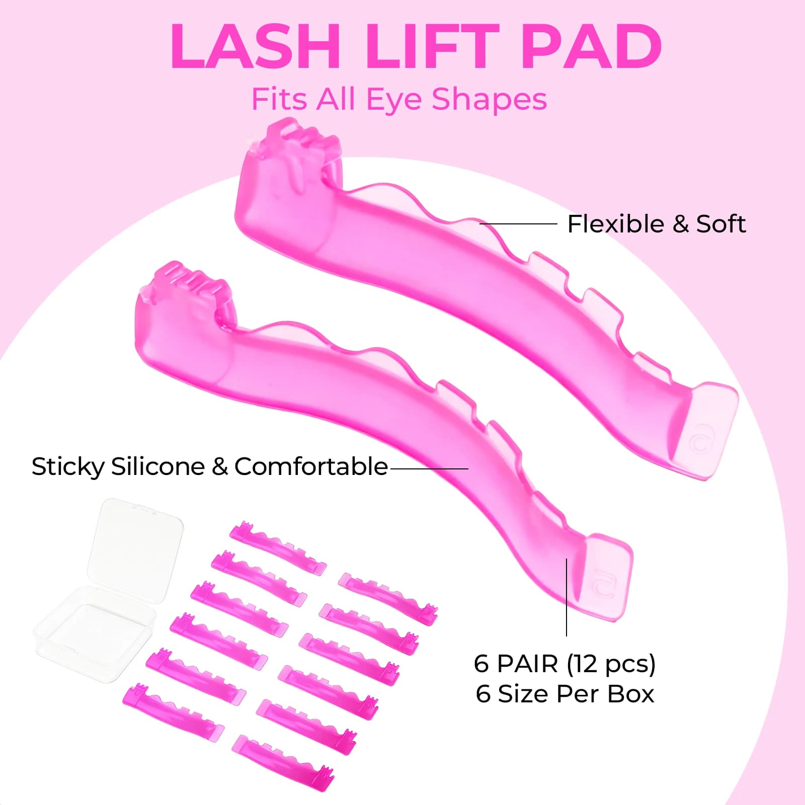 Libeauty 6 Paia di Pad in Silicone per Lash Lift, Scudi per Laminazione Riutilizzabili, Bigodini per Permanente Ciglia 3D, Accessori per Arricciaciglia, Strumento per il Trucco