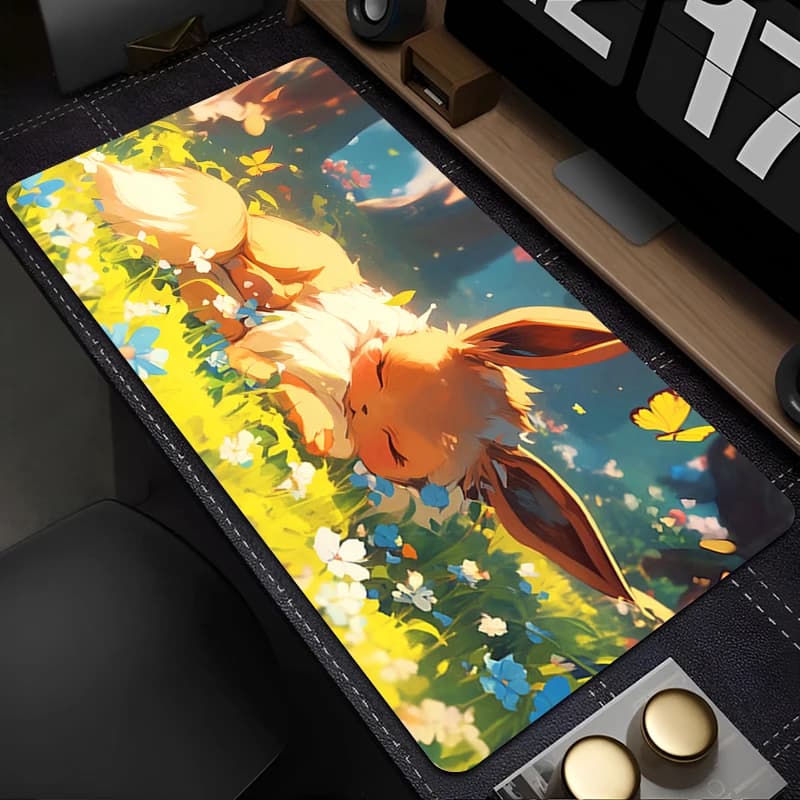 Mouse Mat Pokemon Eevee 90x40cm Anime Gamer Tablet Varmilo Keyboard Carpet Kawaii Laptop Games Accessories Mini Pc Mousepad
