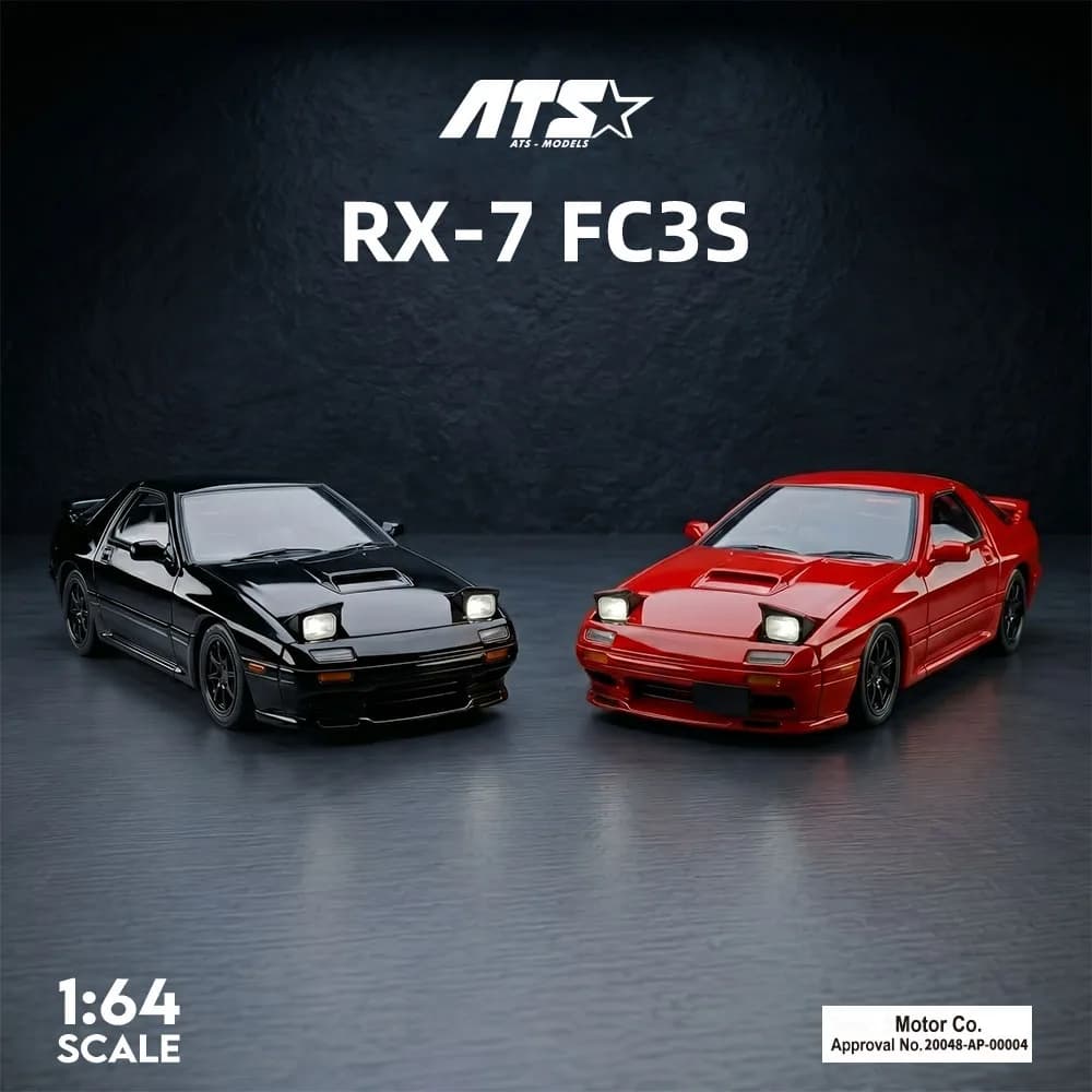 *Pre-order*ATS 1:64 Scale RX-7 FC3S Diecast Car Model Red and Black Alloy Simulation Vehicle Collectible Toy Gift
