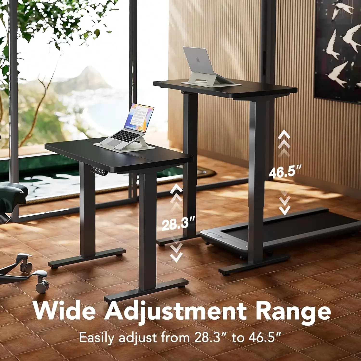 Scrivania elettrica regolabile in altezza da 48" x 24", 4 impostazioni di altezza memorizzabili, gancio per cuffie, organizer per cavi, scrivania sit-stand.