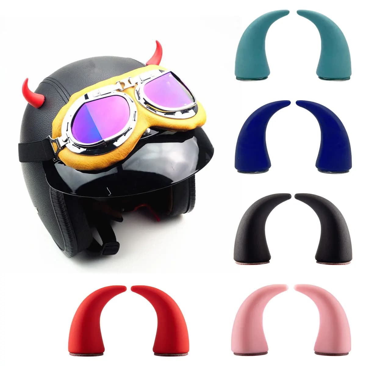 2 pezzi casco moto diavolo corna decorazione bici elettrica Auto decorazione corpo corna multicolori casco adesivi Car Styling