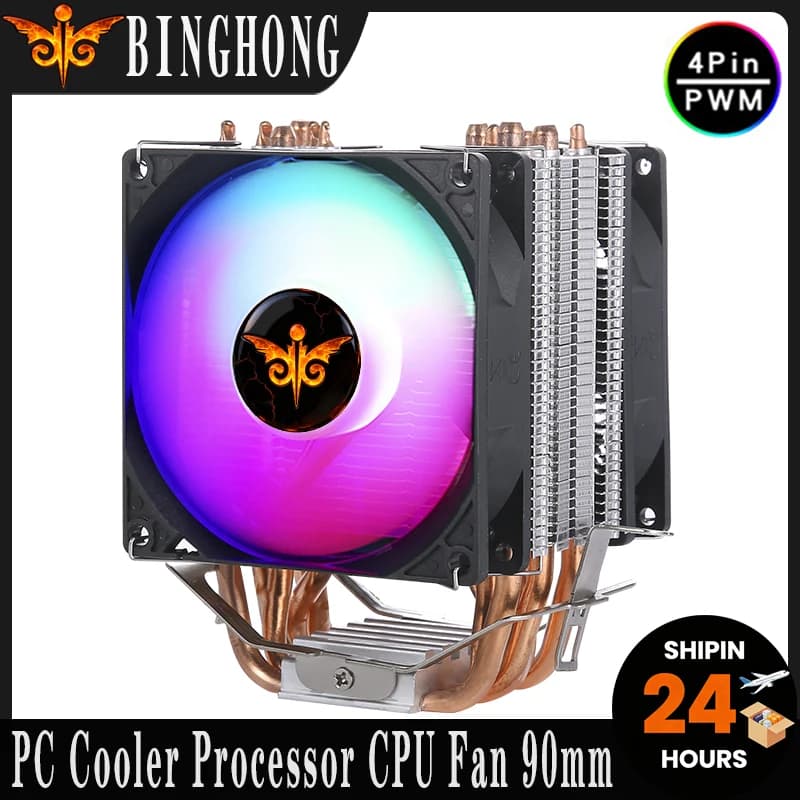 BINGHONG Ventola di Raffreddamento CPU con 2/4/6 Tubi di Calore, Compatibile con 4pin/PWM, per LGA2011 2066 x99 E5 115x 1200 1700 1851 AM4 AM5