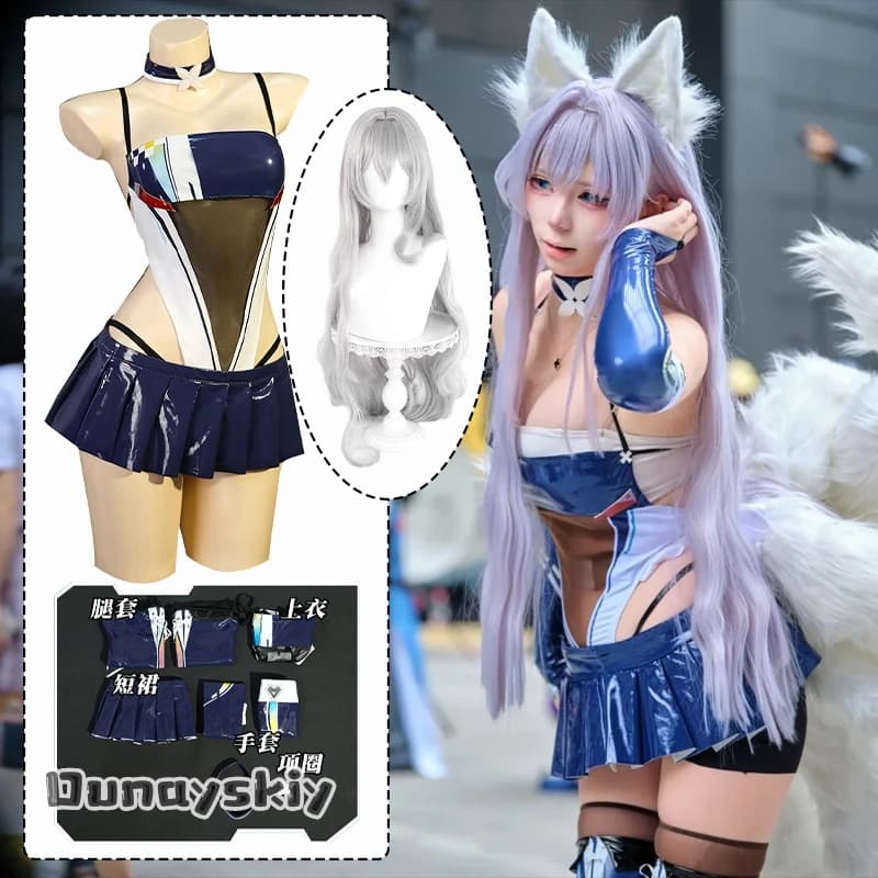 Game Azur Lane Shinano Racing Cosplay Costume {Anna zhang Online) Smooth tight suit like backless silk Halloween Body