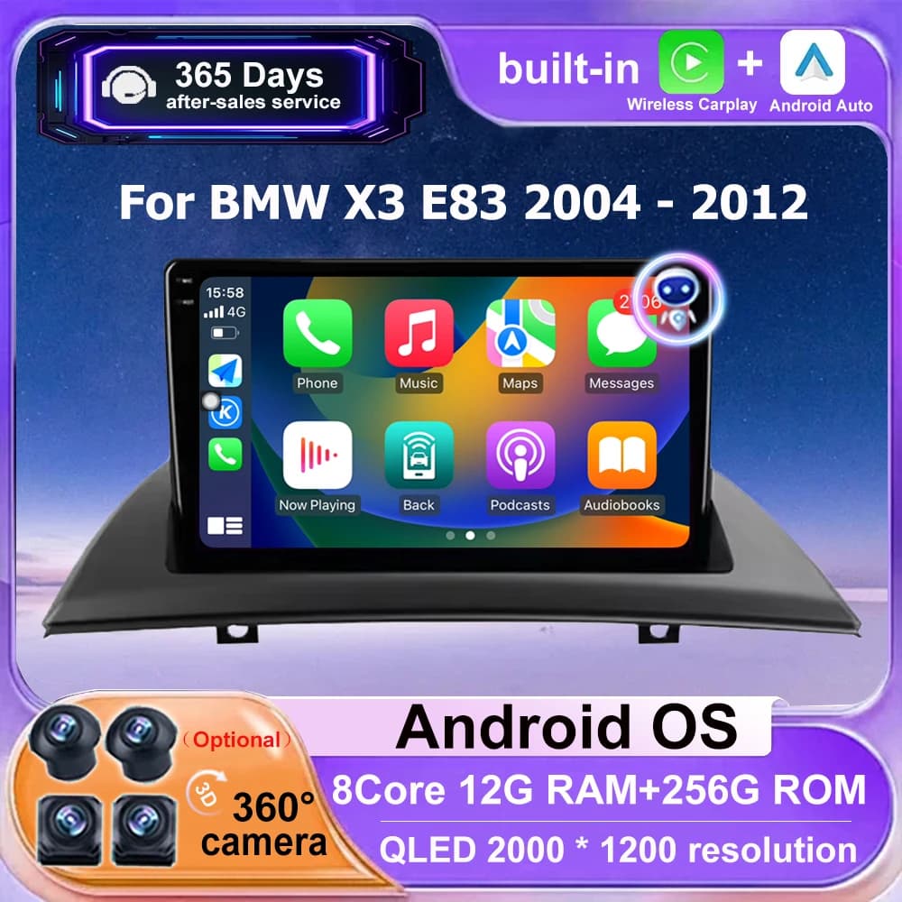 Wireless CarPlay Per BMW X3 E83 2004-2012 Android Auto Car Radio Navigazione GPS Lettore multimediale Unità principale stereo Bluetooth DSP