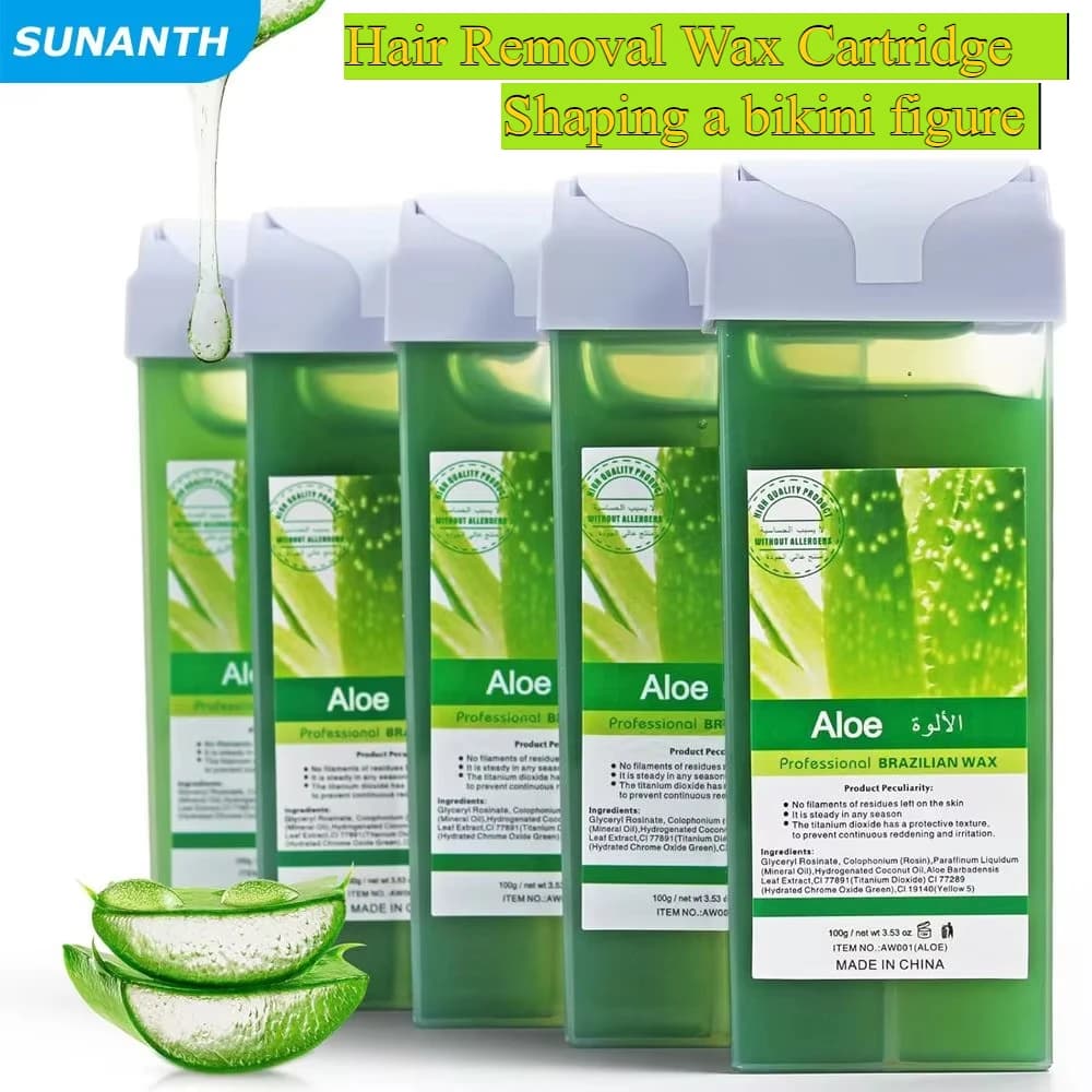 Roll on Wax Aloe Rose Wax Roller Ricarica Cartuccia di cera per depilazione indolore Scaldacera per depilazione corpo bikini