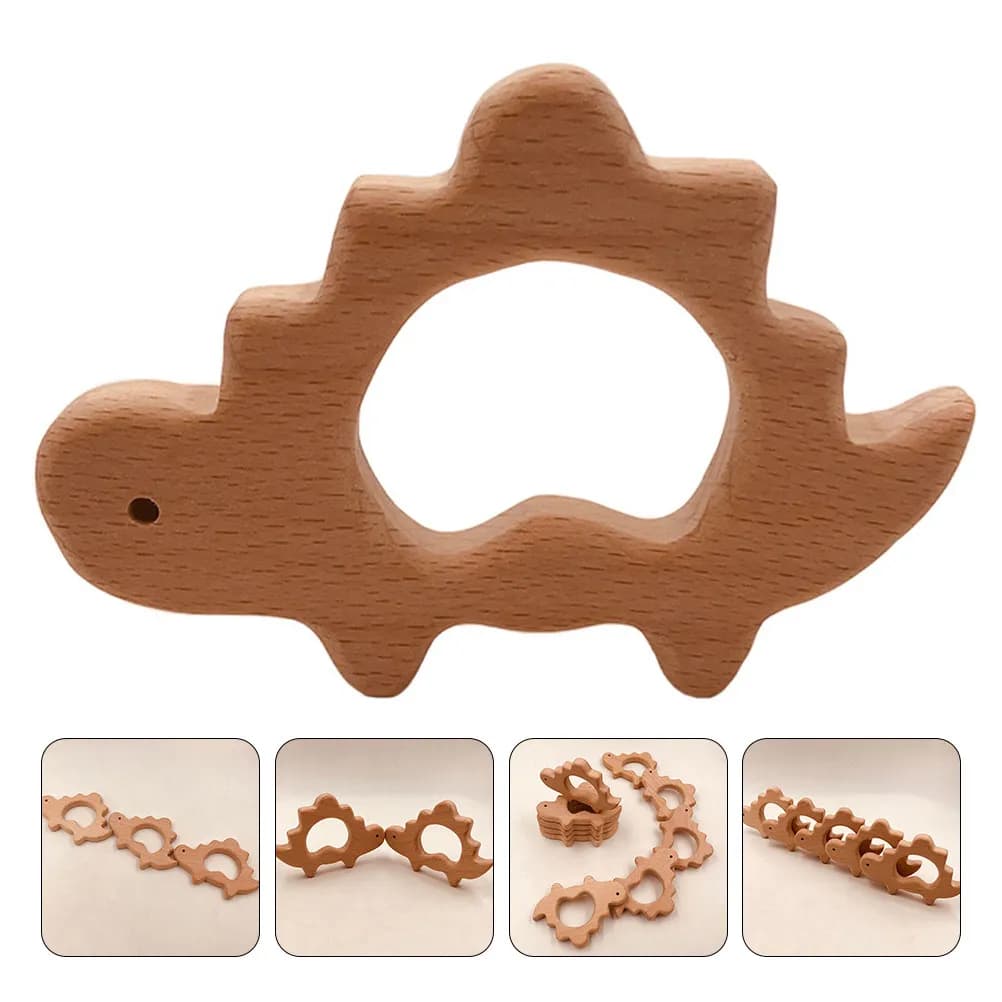 Set di 3 Massaggiagengive per Neonati a Forma di Animale, Anello in Legno Naturale di Faggio, Sicuro per la Dentizione dei Neonati