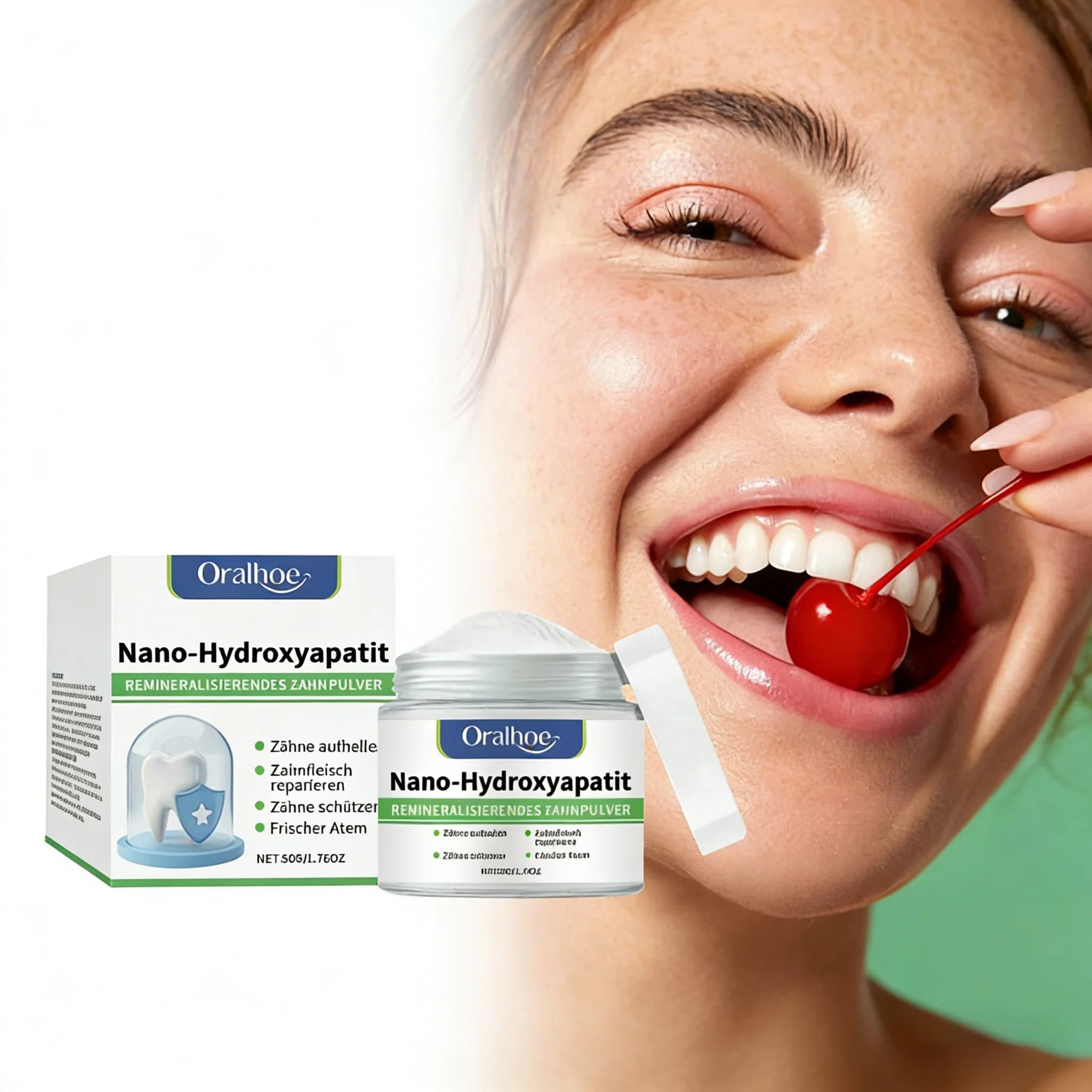 Whitening powder for hydrosapatite teeth Enlighten yellow teeth Removing stains Cleaning oral hygiene Care of gums Whitening of teeth powder