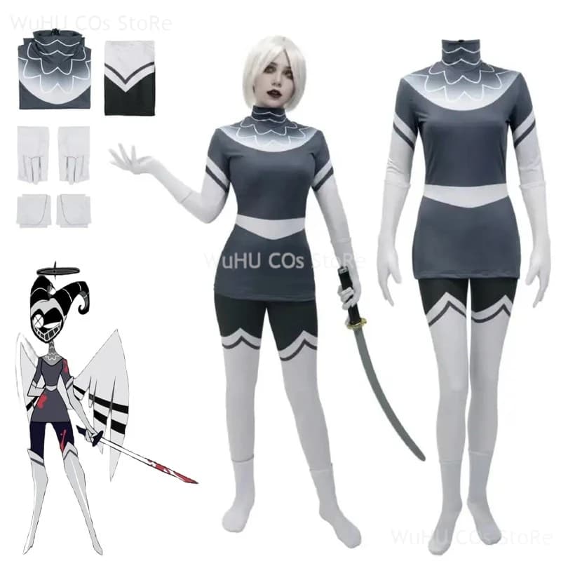 Hasbin Lute's Wig Angel Luta Costume Cosplay Hotel Lotta Wig Halo Halloween Carnaval Fancy Party Color Silver Cosplay