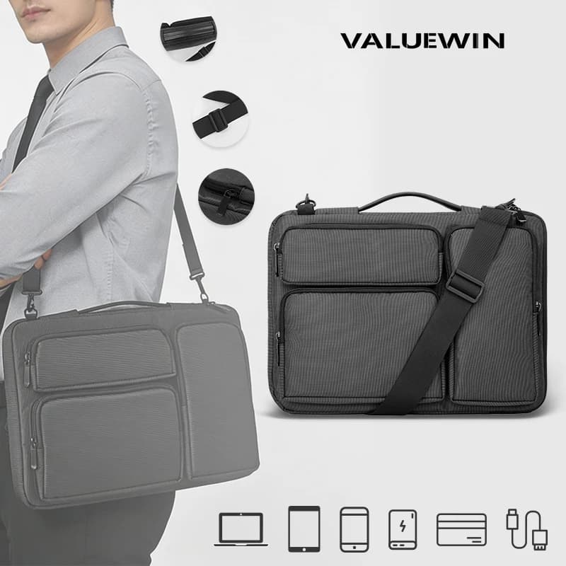 Borsa per laptop da 13 14 15 16 pollici, borsa a tracolla per Macbook Air Pro/HP/DELL/Lenovo, custodia protettiva antiurto per computer