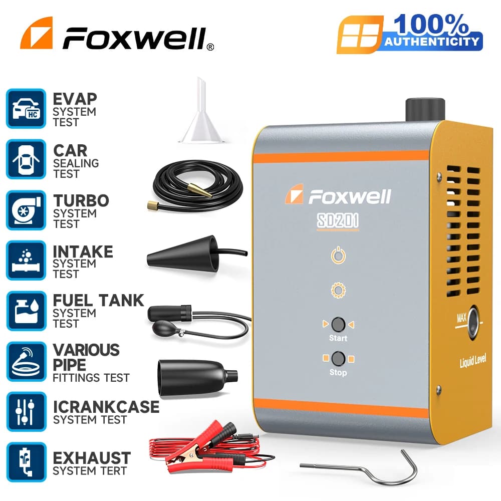 FOXWELL SD201 Generatore di fumo per auto Automotive EVAP Macchina del fumo 12V Tester diagnostico Vuoto Tubo del carburante Rilevatore di perdite d'olio