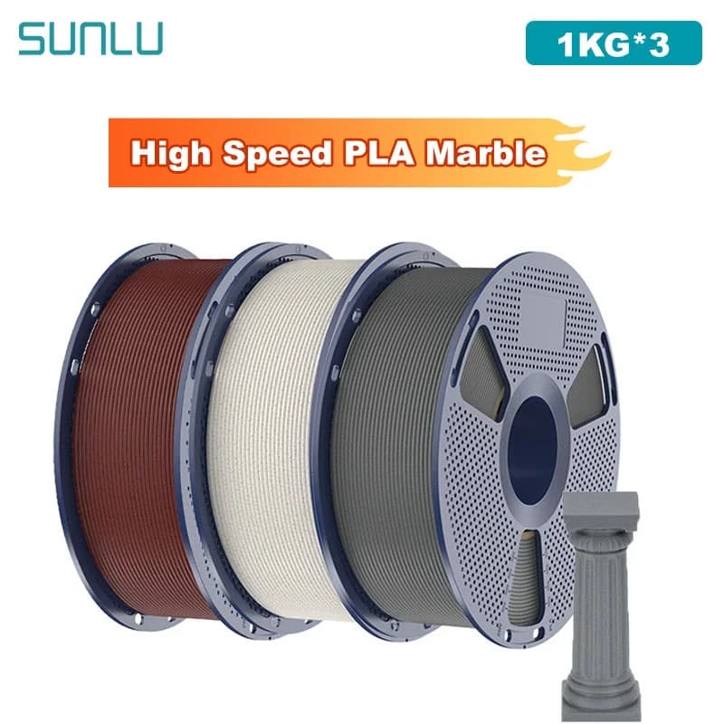SUNLU High Speed PLA Marble Filament of 3 kg 1,75 mm +/- 0.02 mm 1 kg coil (2.2 pounds) High speed printing for most FDM printers