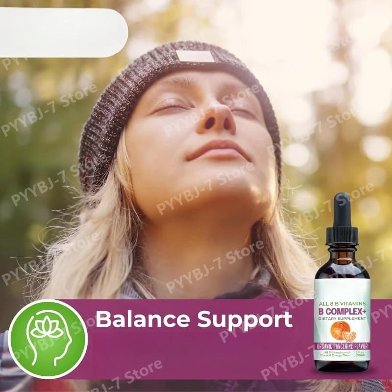 Integratore Liquido di Complesso Vitaminico B per Donne, Vegano, con B1, B2, B3, B5, B6, Biotina, Folato e Colina Plus per il Supporto Energetico