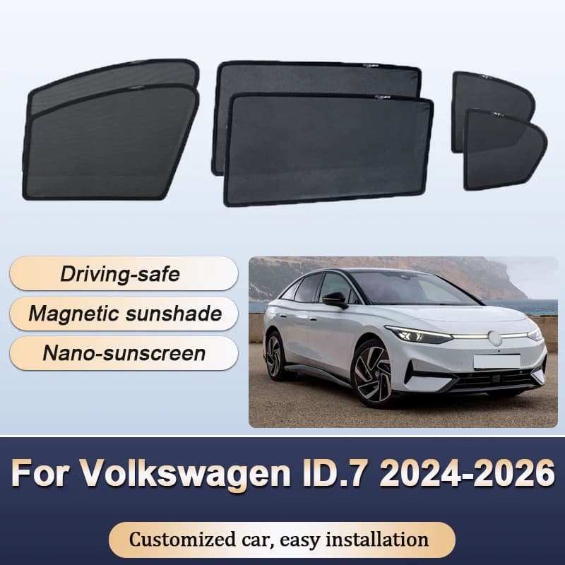Tende da sole per Volkswagen VW ID.7 2024 2025 2026 Tende da sole Mesh Isolamento termico magnetico Tende per finestre Visiera Accessori auto