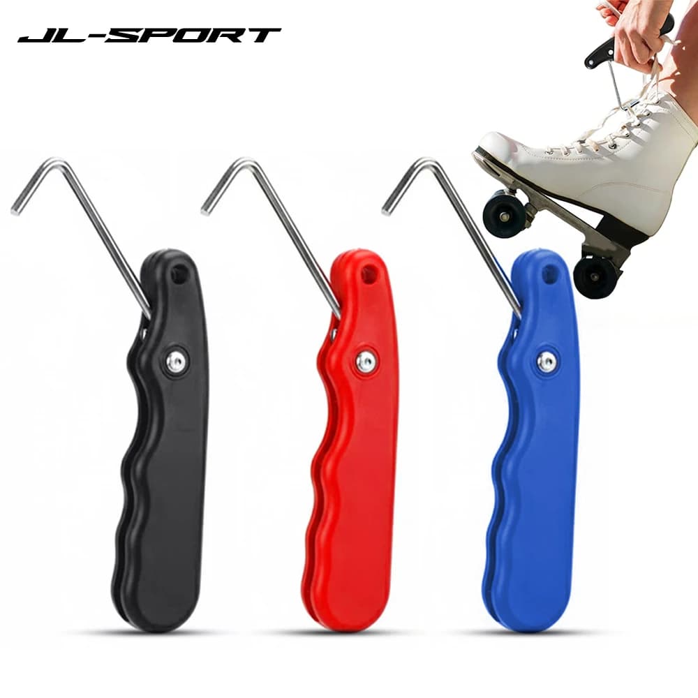 Con gancio esteso pieghevole portatile nero durevole pratico tenditore in pizzo per pattini da hockey su ghiaccio ergonomico per sport a rotelle