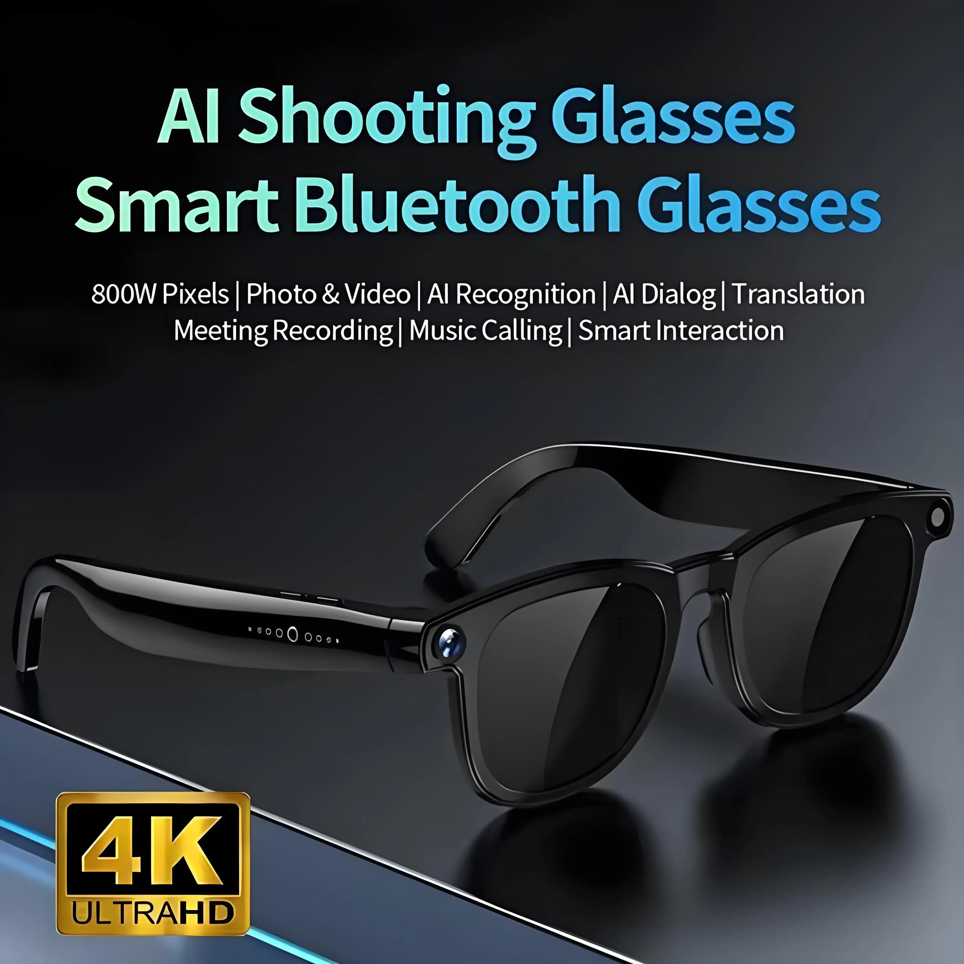 New Smart Glasses AI 800 W HD Camera Black Technology Image Translation GPT Chat Video Called Waterproof Photo for Man Woman New