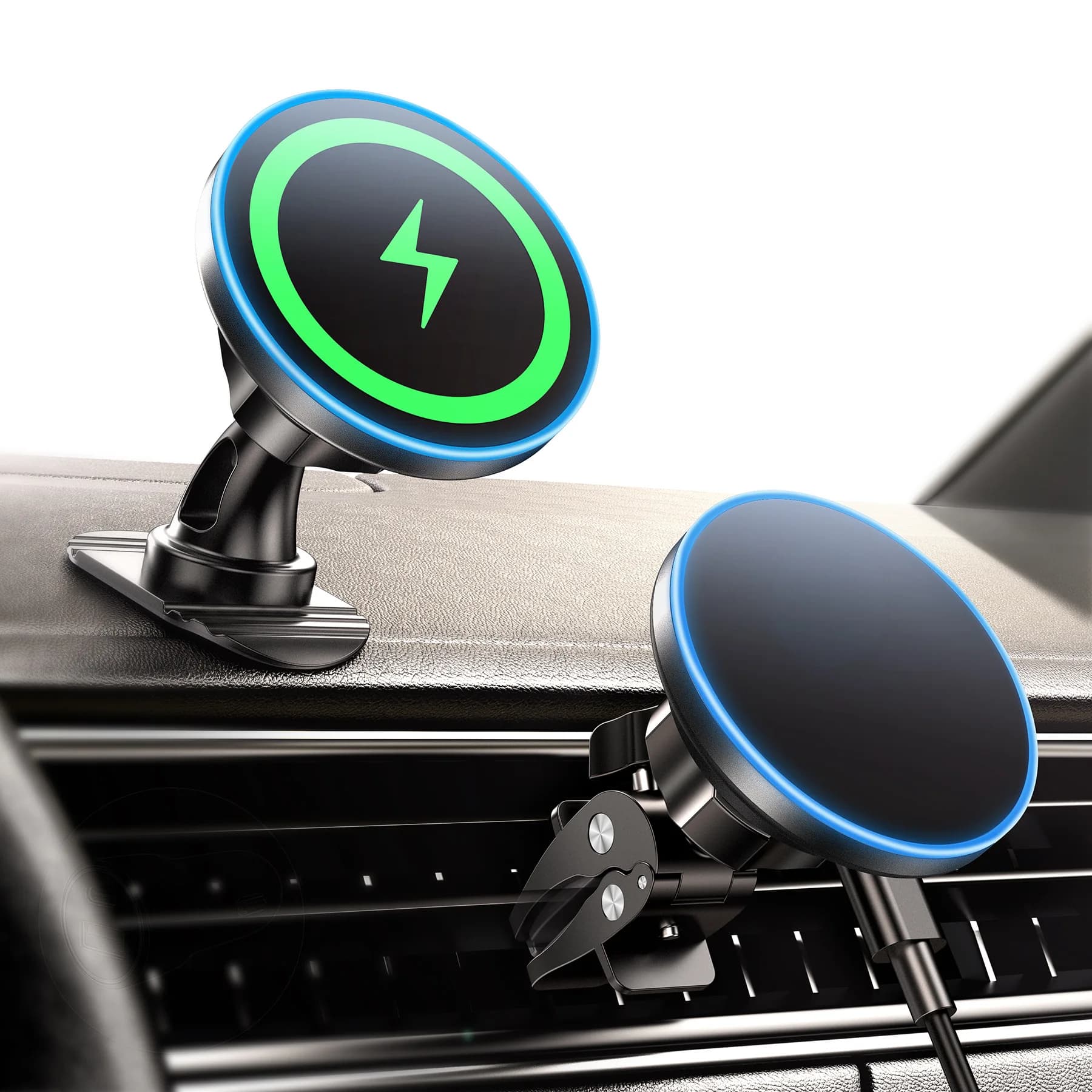 Car support with MagSafe charger, 15W magnetic wireless charger, universal car support with wireless charger for iPhone 17/16 / 15 /14/13
