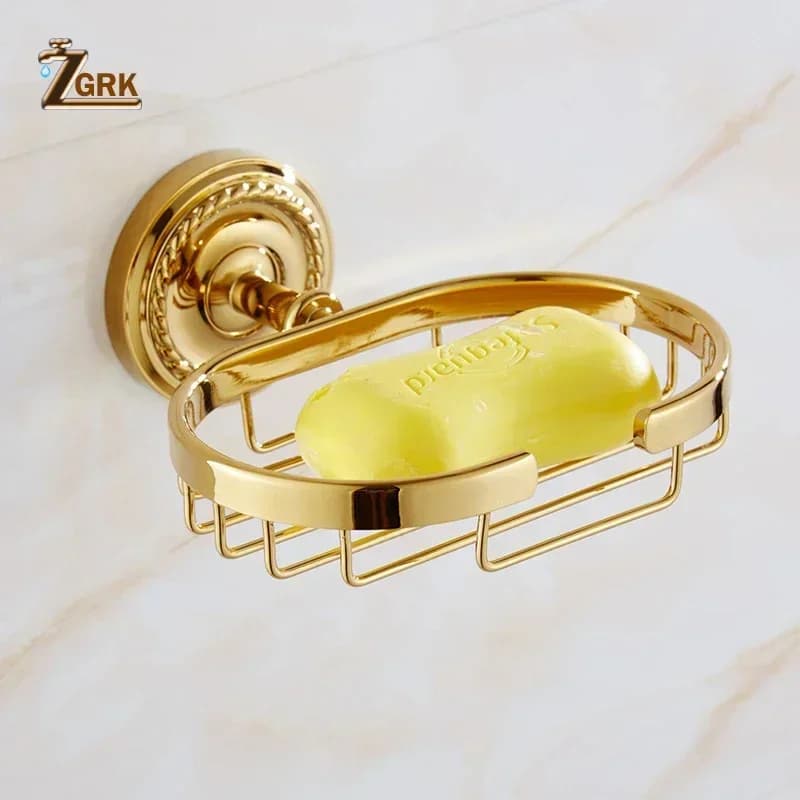 ZGRK Accessori da bagno dorati Set portasapone da bagno in ottone Toilet Life Porta carta da bagno Porta carta Elettrodomestico da bagno