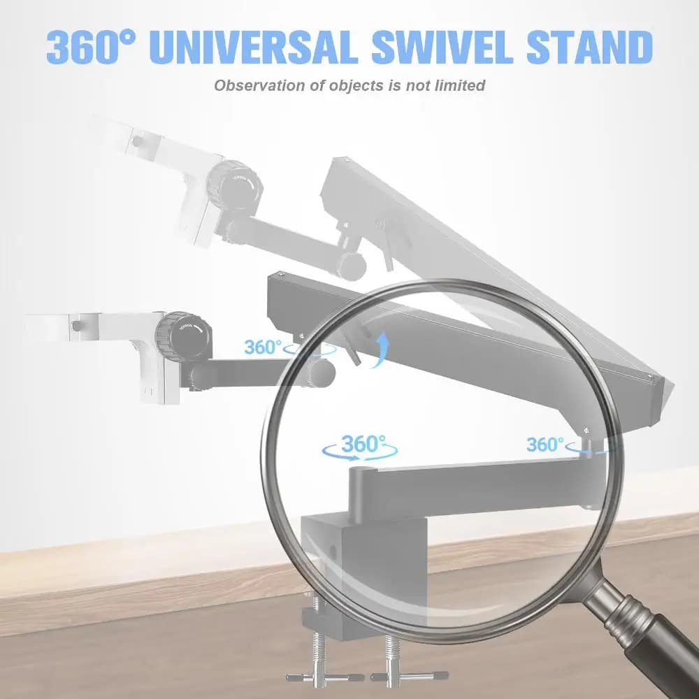 Staffa per microscopio pieghevole con clip da tavolo Supporto per microscopio in lega di alluminio regolato su e giù per microscopi stereo
