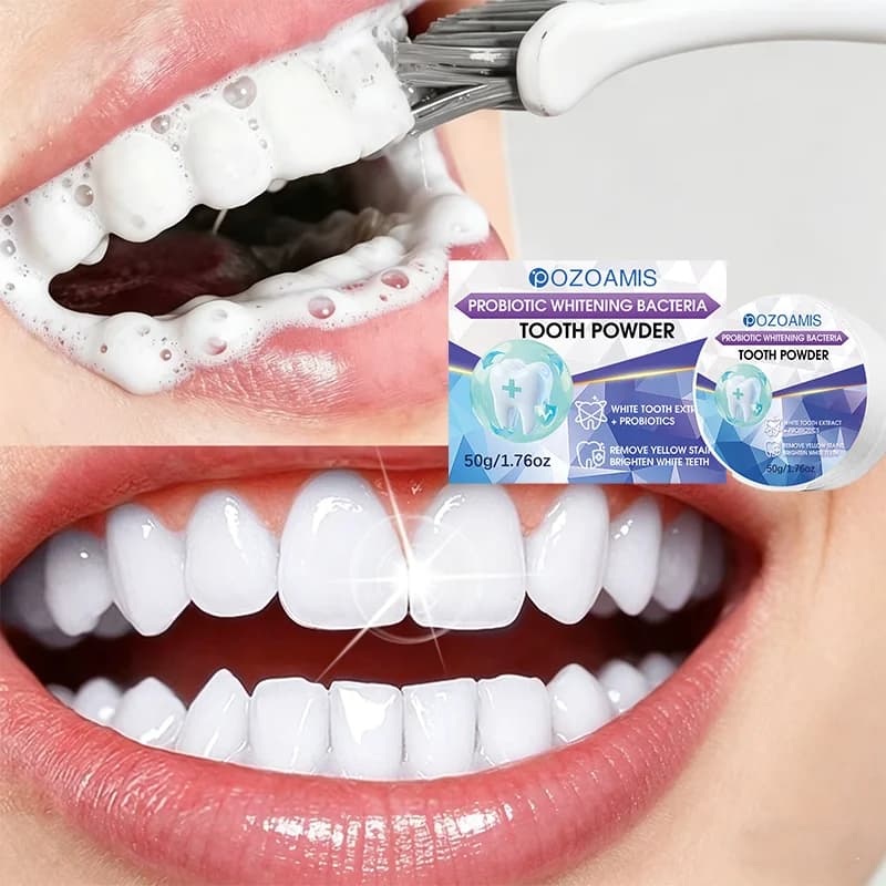 Polvere sbiancante per denti - Pulisce in profondità e rinfresca l'alito, potenzia la cura dentale, adatta per l'uso quotidiano e i viaggi.