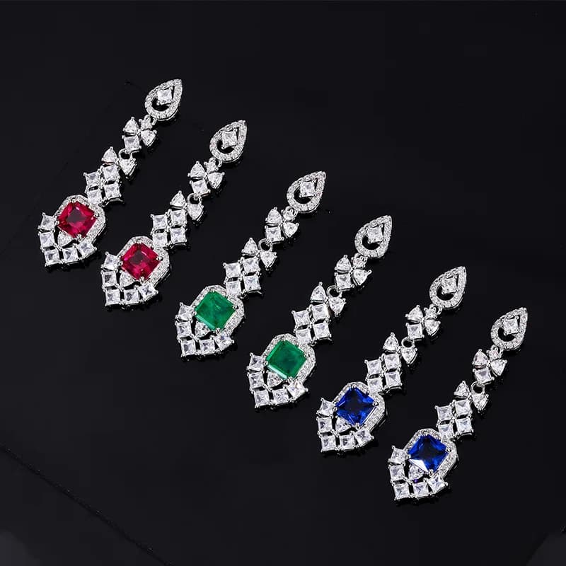 Nuovi orecchini Accessori per gioielli Orecchini con pietre preziose colorate Orecchini pendenti con zaffiro di lusso di fascia alta all'ingrosso