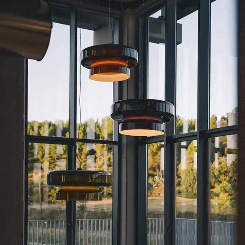 Lampade a sospensione in vetro moda a LED Lampadario anulare moderno Lampada a sospensione di design Decorazione della stanza di casa per soggiorno Camera da letto