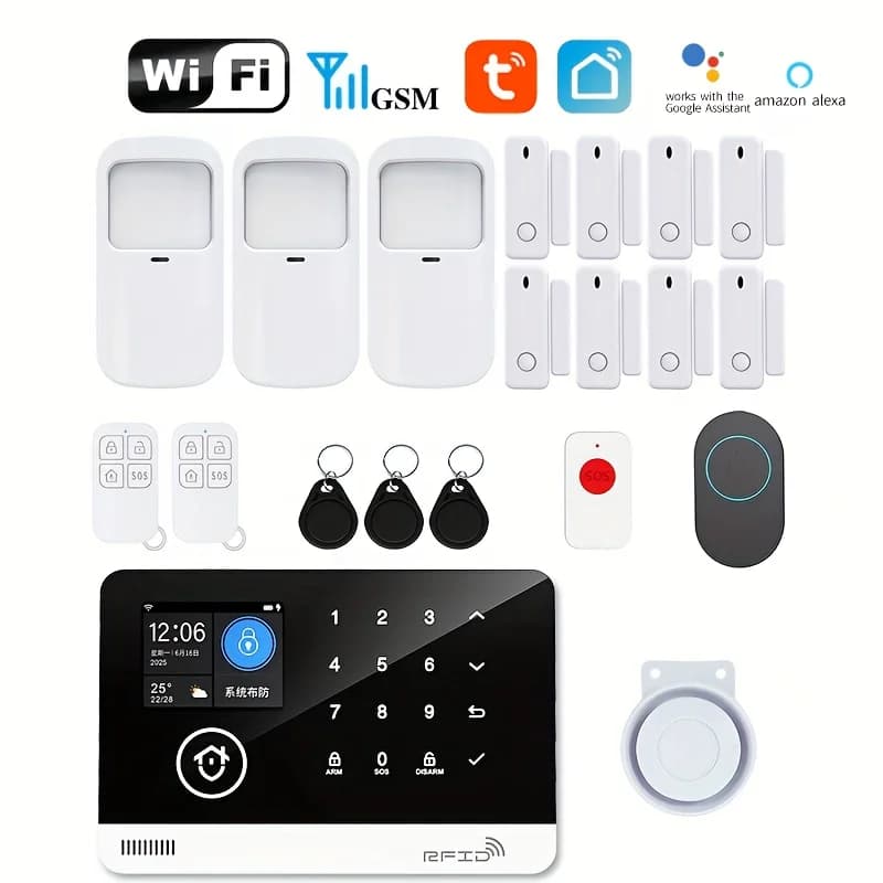 Sistema di Allarme Antifurto Tuya Smart con Rilevamento del Corpo Umano a Infrarossi, WiFi, per Sicurezza Domestica e Negozi