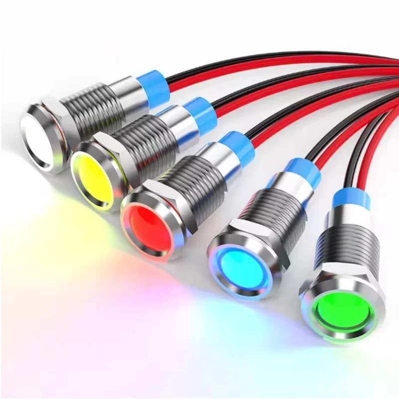 6 mm LED waterproof metal light indicator with 6V -12V -24V 24V 220V red/yellow/green/white metal button