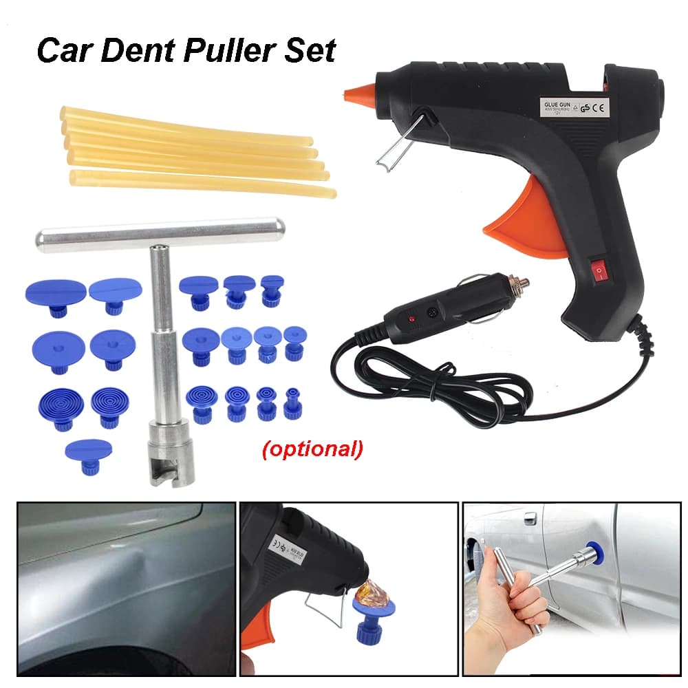 5PCS 11 millimetri Colla Stick 12V 40W Pistola Colla Auto Dent Estrattore Strumenti di Riparazione Luce di Sigaretta Spina Auto Cura Garage Set camion accessori