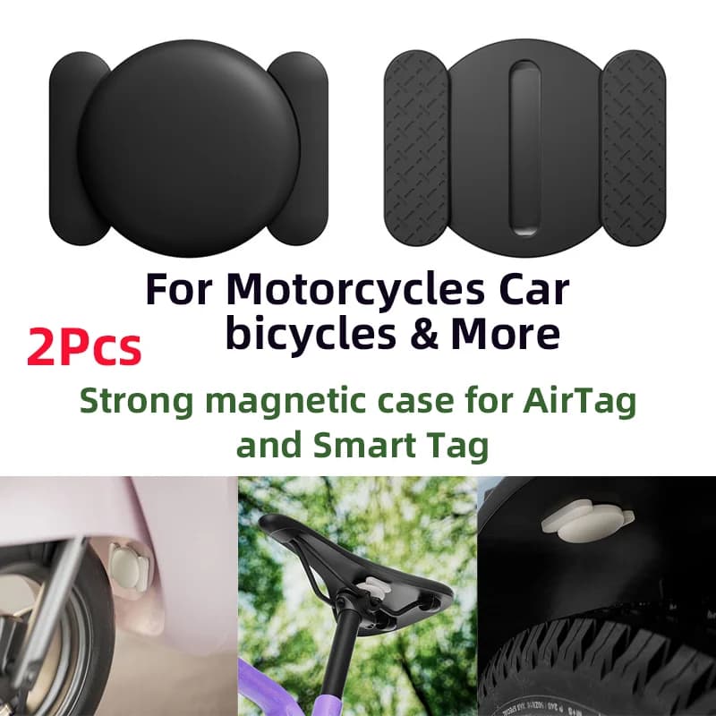 2 pezzi di protezione magnetica in silicone forte per Apple Airtag Localizzatore GPS nascosto Supporto impermeabile per Smart Tag Bike Moto Car